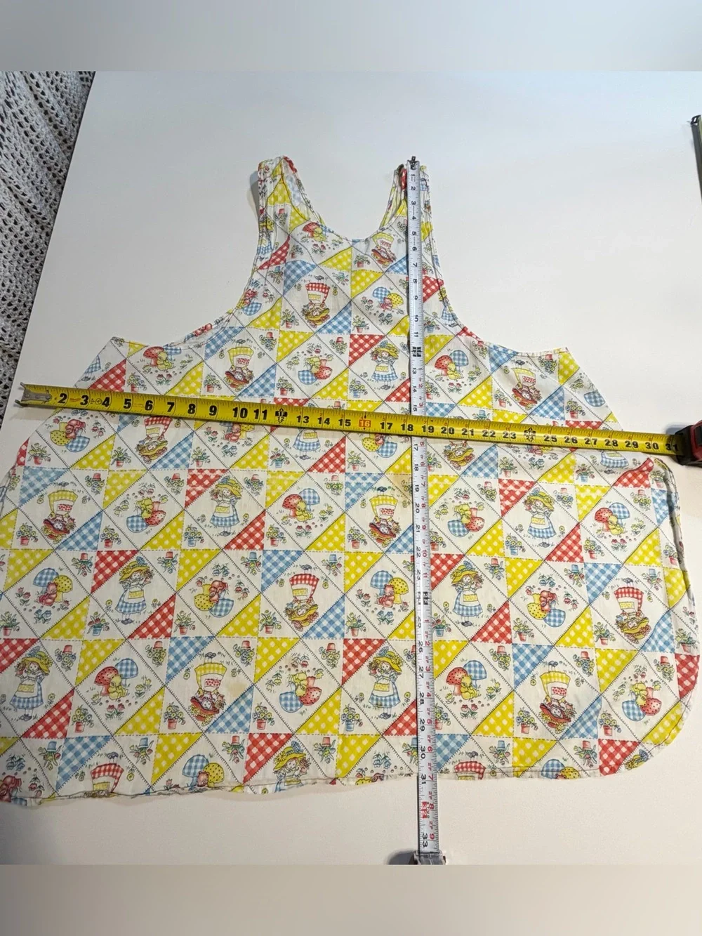 VINTAGE 70s sunbonnet sue full apron kitchen bonnet girl mushroom parchwork